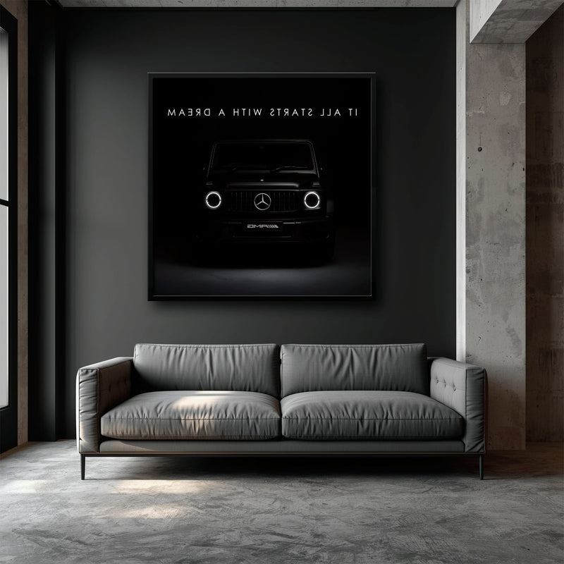Mercedes G-Wagon Dream Signal Wall Art – Black AMG SUV Canvas Print Cars
