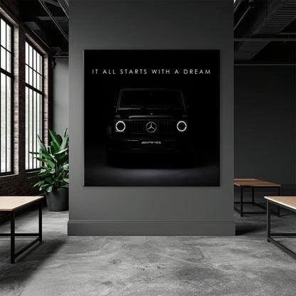 Mercedes G-Wagon Dream Signal Wall Art – Black AMG SUV Canvas Print Cars