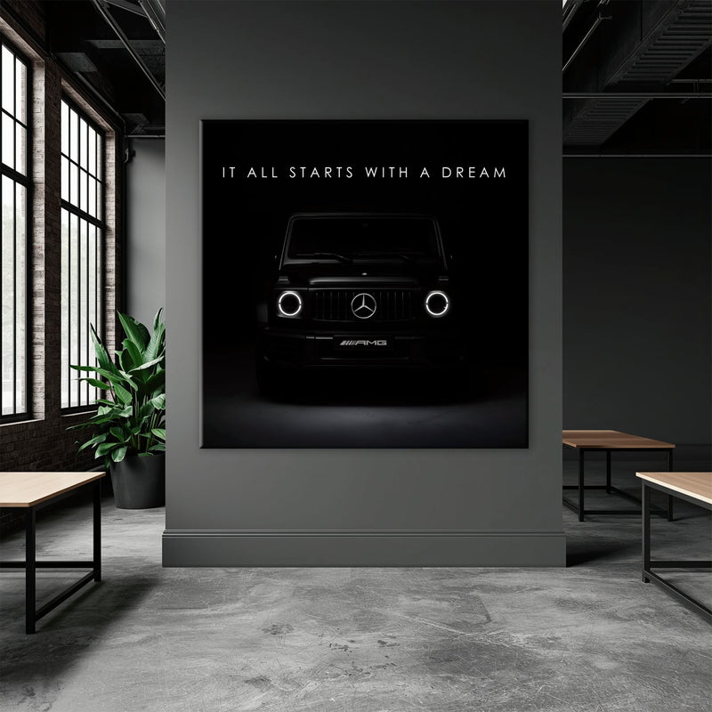 Mercedes G-Wagon Dream Signal Wall Art – Black AMG SUV Canvas Print Cars