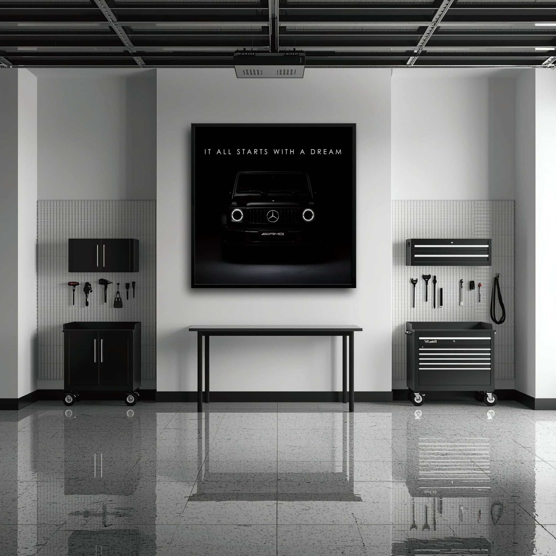 Mercedes G-Wagon Dream Signal Wall Art – Black AMG SUV Canvas Print Cars