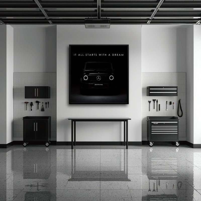 Mercedes G-Wagon Dream Signal Wall Art – Black AMG SUV Canvas Print Cars