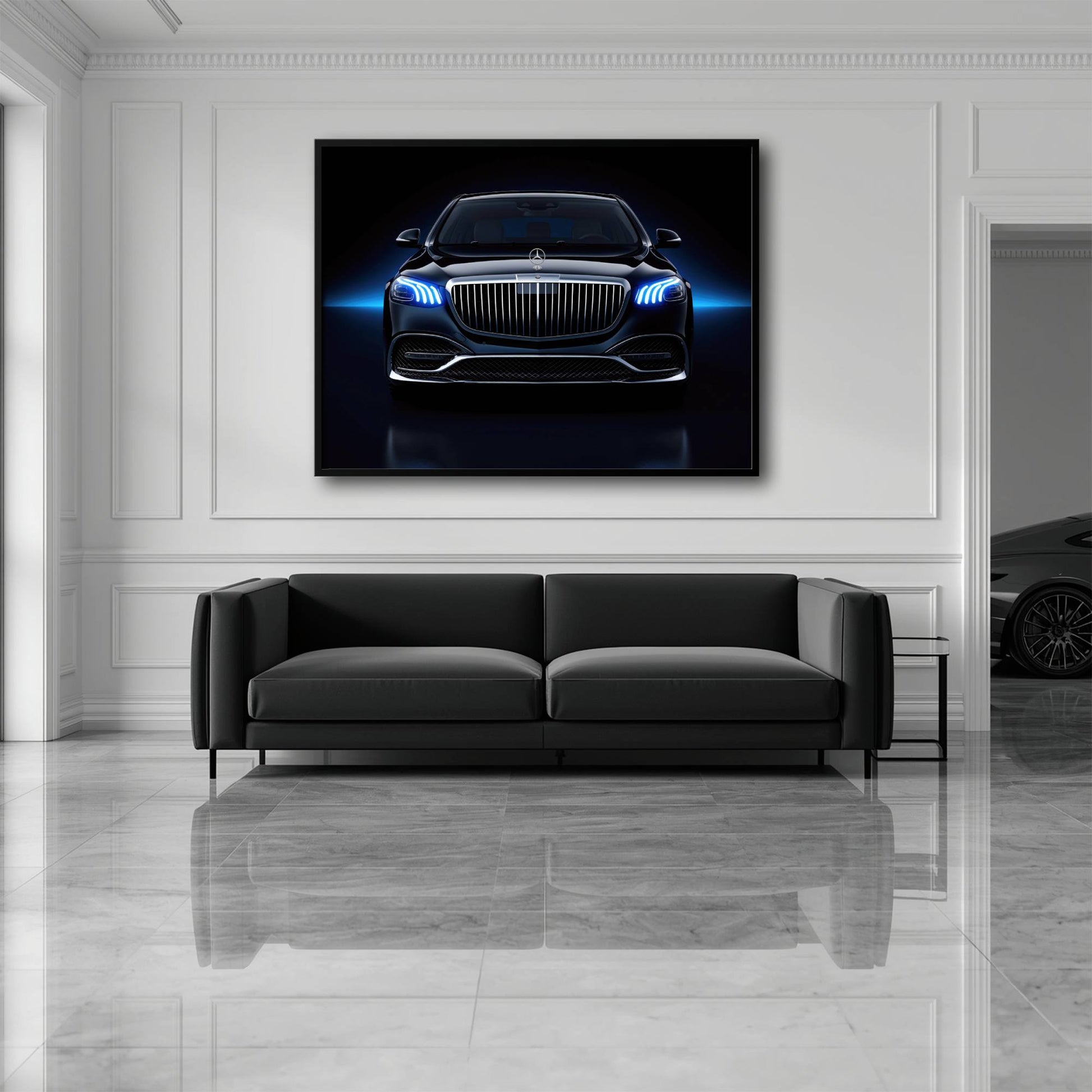 Mercedes-Maybach Blue Sovereign Wall Art – Black Luxury Decor Cars
