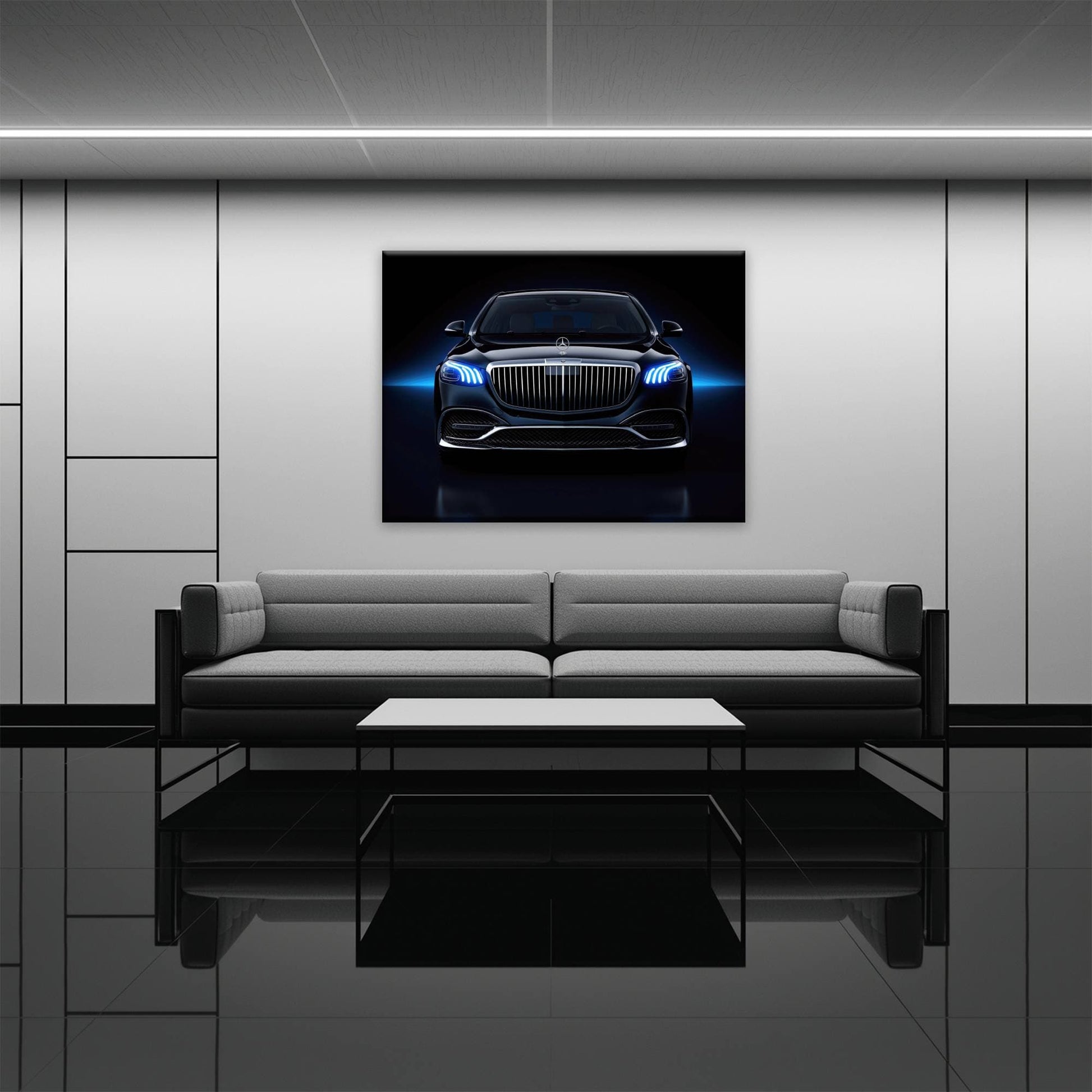 Mercedes-Maybach Blue Sovereign Wall Art – Black Luxury Decor Cars