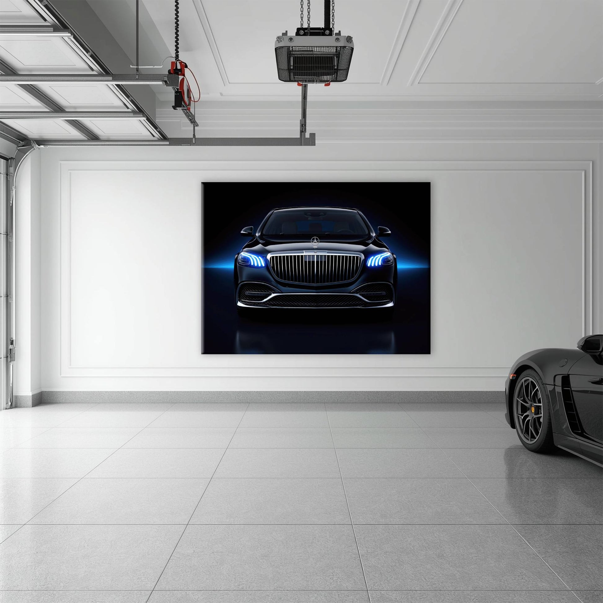 Mercedes-Maybach Blue Sovereign Wall Art – Black Luxury Decor Cars