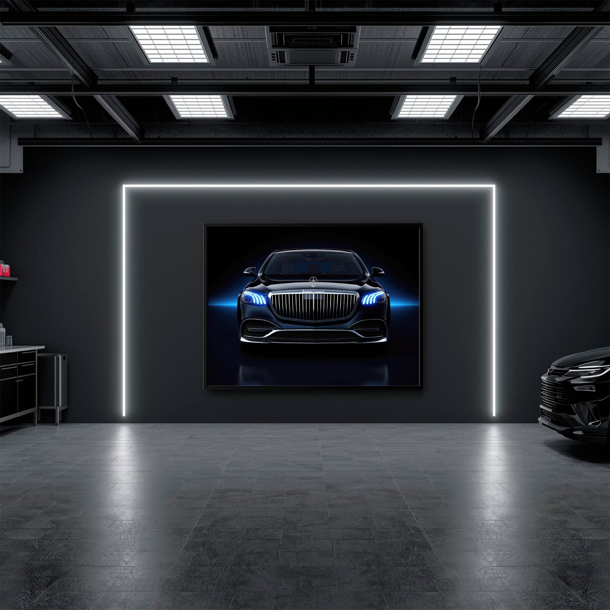 Mercedes-Maybach Blue Sovereign Wall Art – Black Luxury Decor Cars