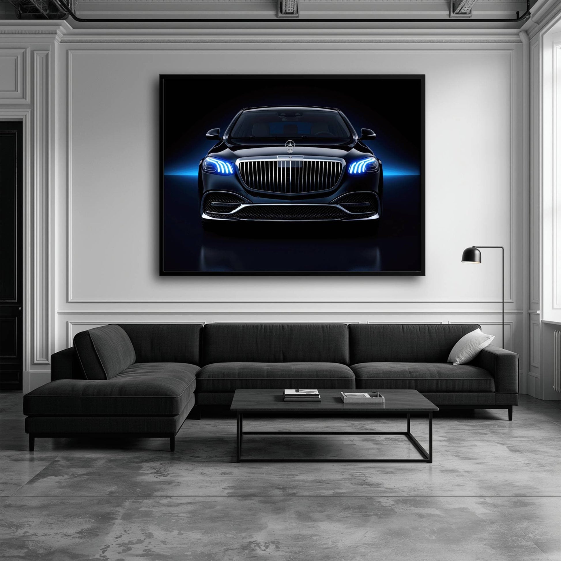 Mercedes-Maybach Blue Sovereign Wall Art – Black Luxury Decor Cars