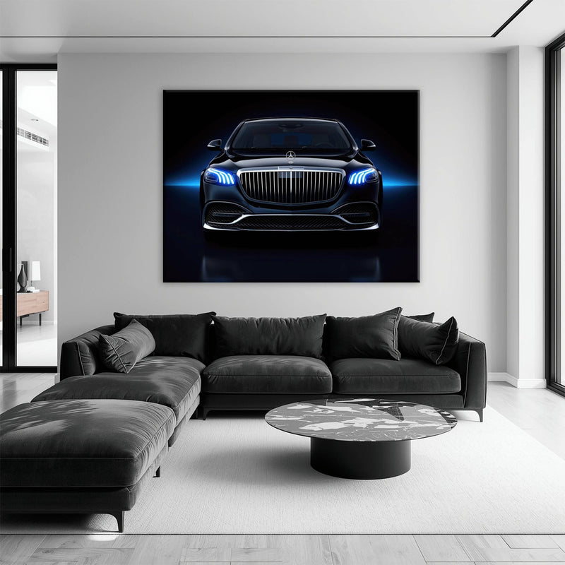 Mercedes-Maybach Blue Sovereign Wall Art – Black Luxury Decor Cars