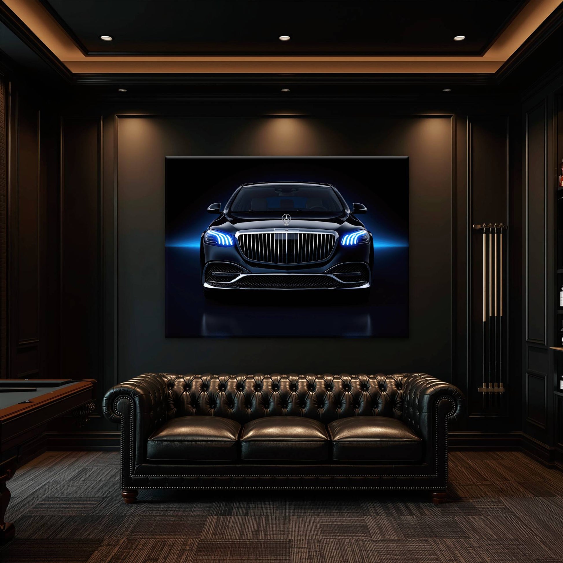 Mercedes-Maybach Blue Sovereign Wall Art – Black Luxury Decor Cars
