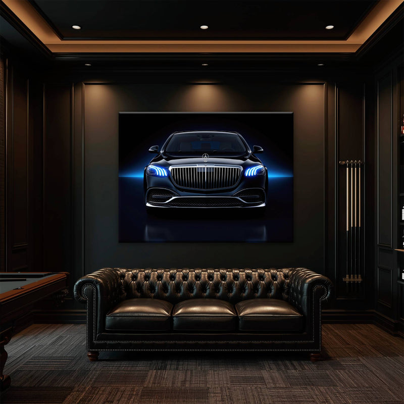 Mercedes-Maybach Blue Sovereign Wall Art – Black Luxury Decor Cars