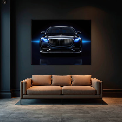 Mercedes-Maybach Blue Sovereign Wall Art – Black Luxury Decor Cars