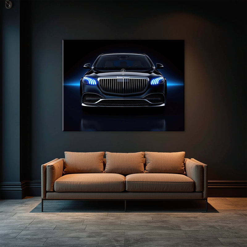 Mercedes-Maybach Blue Sovereign Wall Art – Black Luxury Decor Cars