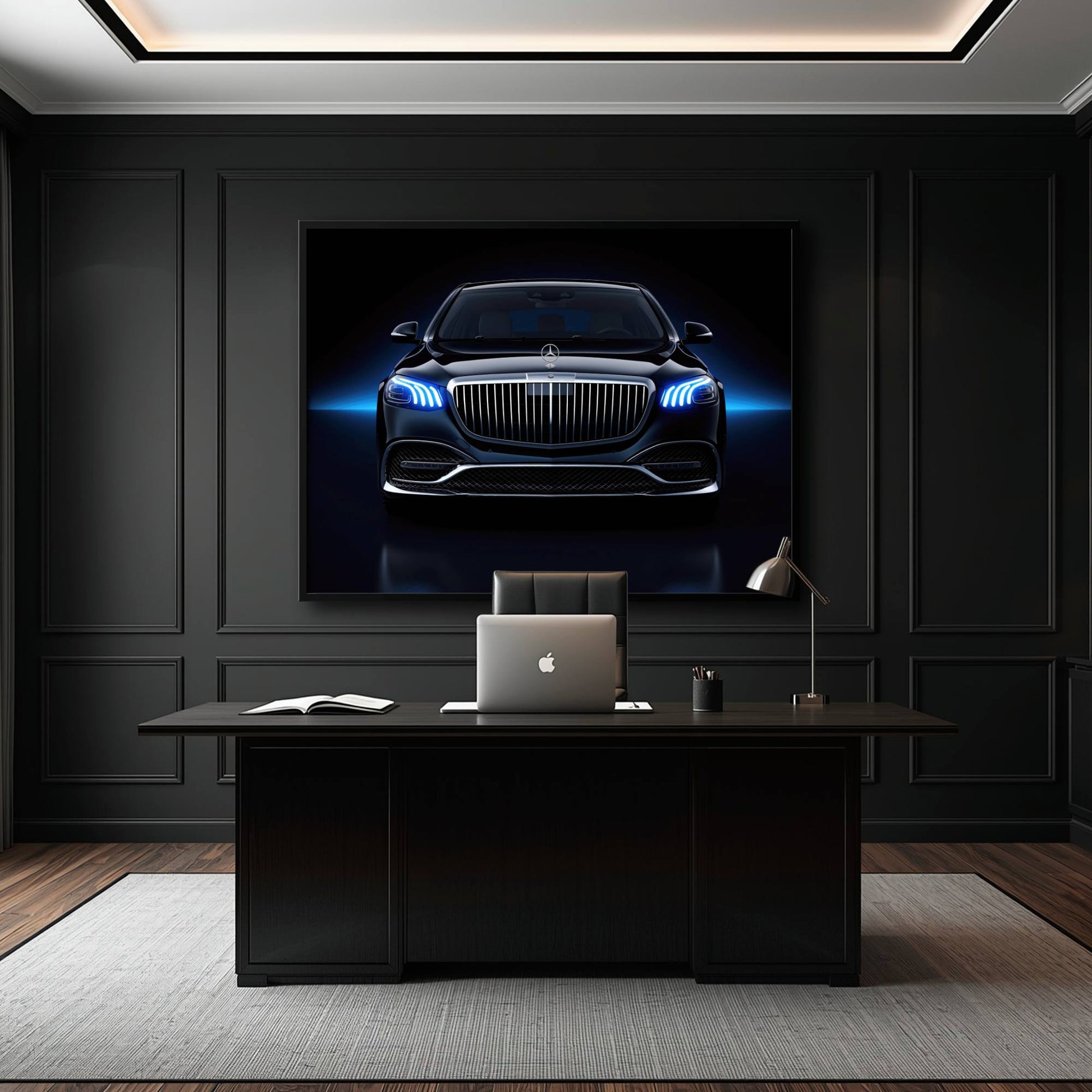 Mercedes-Maybach Blue Sovereign Wall Art – Black Luxury Decor Cars
