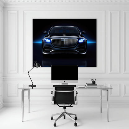Mercedes-Maybach Blue Sovereign Wall Art – Black Luxury Decor Cars