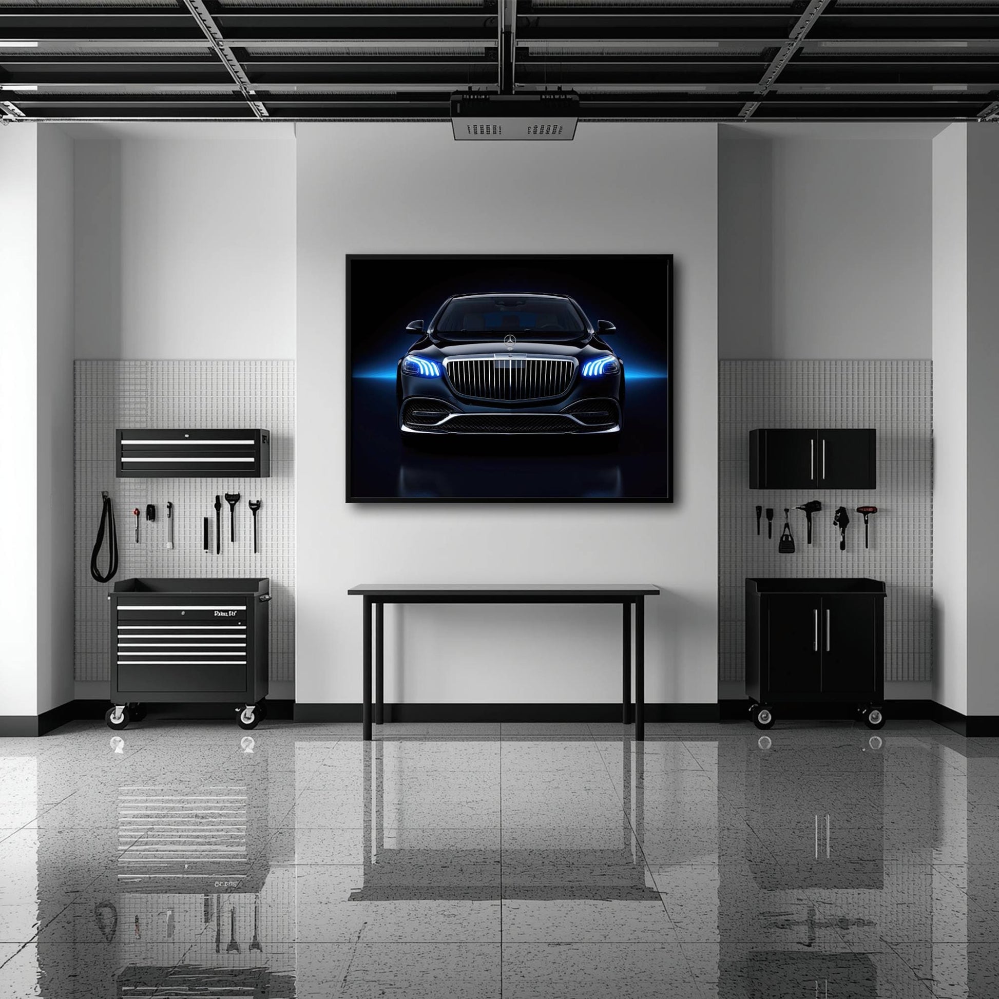 Mercedes-Maybach Blue Sovereign Wall Art – Black Luxury Decor Cars