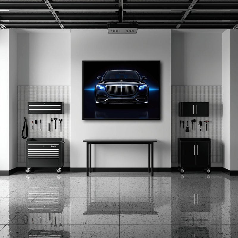 Mercedes-Maybach Blue Sovereign Wall Art – Black Luxury Decor Cars