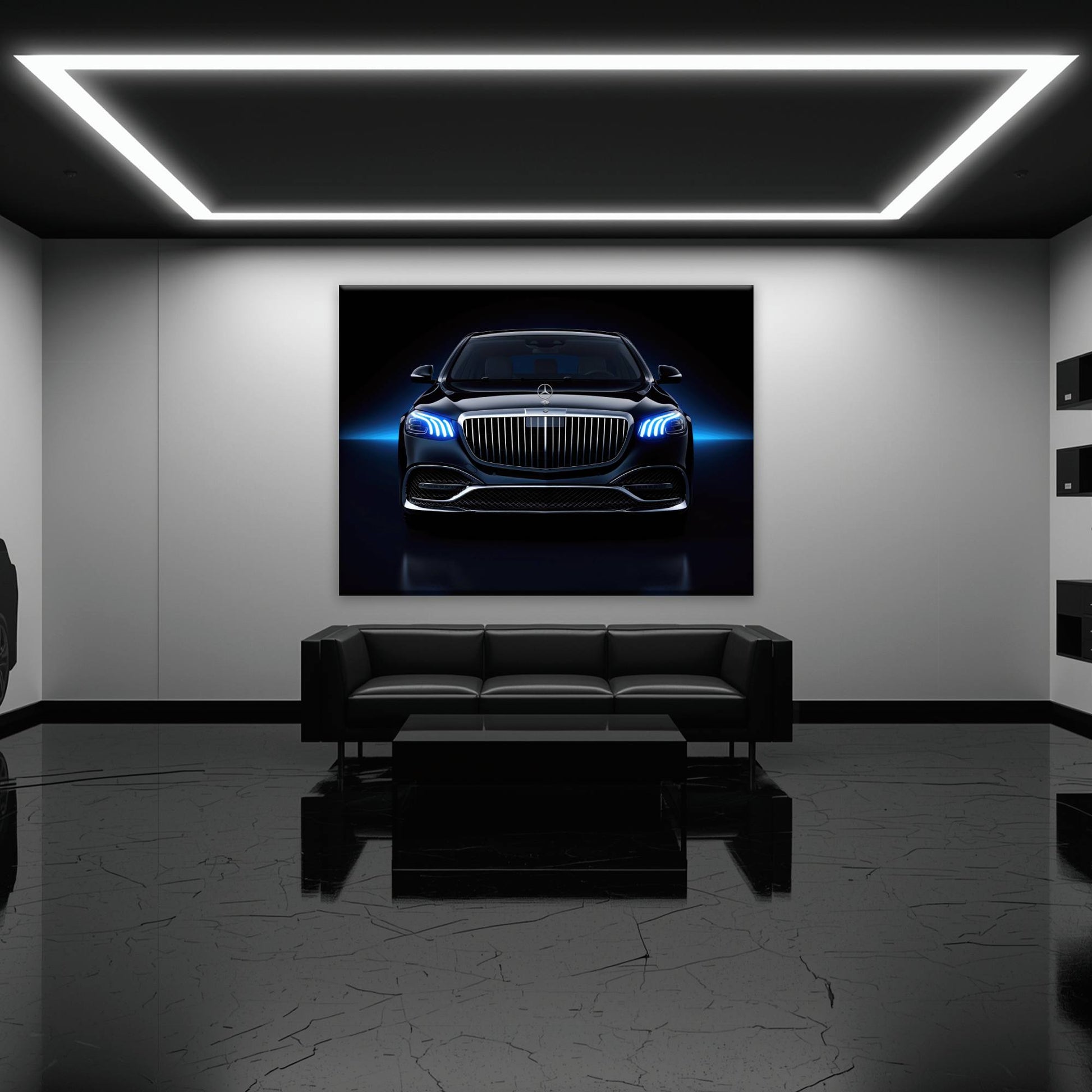 Mercedes-Maybach Blue Sovereign Wall Art – Black Luxury Decor Cars