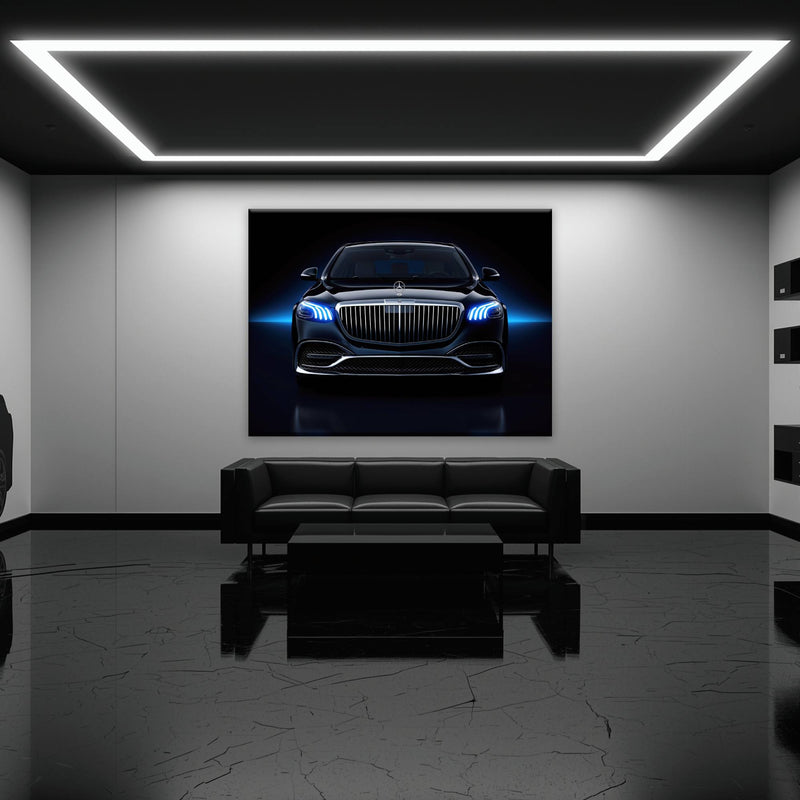 Mercedes-Maybach Blue Sovereign Wall Art – Black Luxury Decor Cars