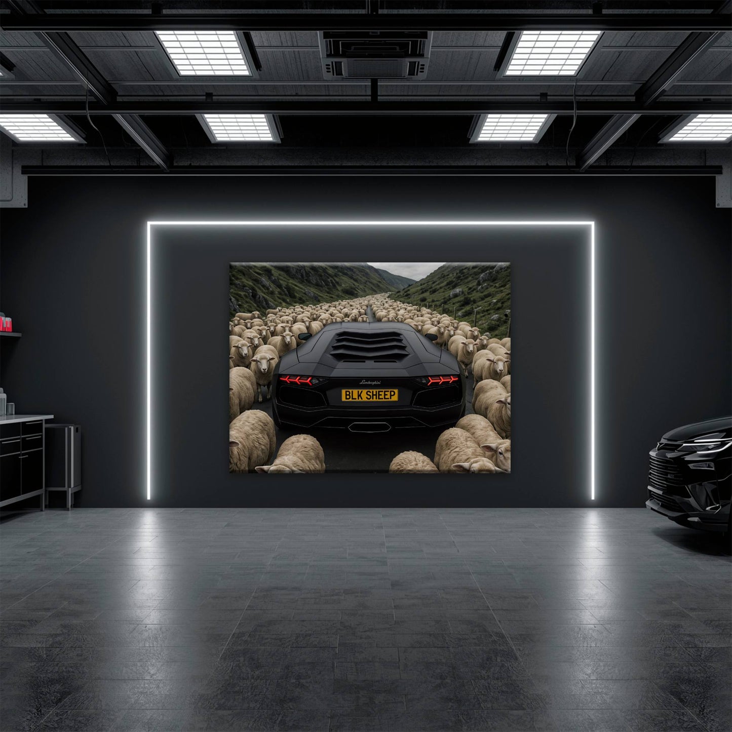 BLK SHEEP Lamborghini Canvas Wall Art | Supercar Decor Cars