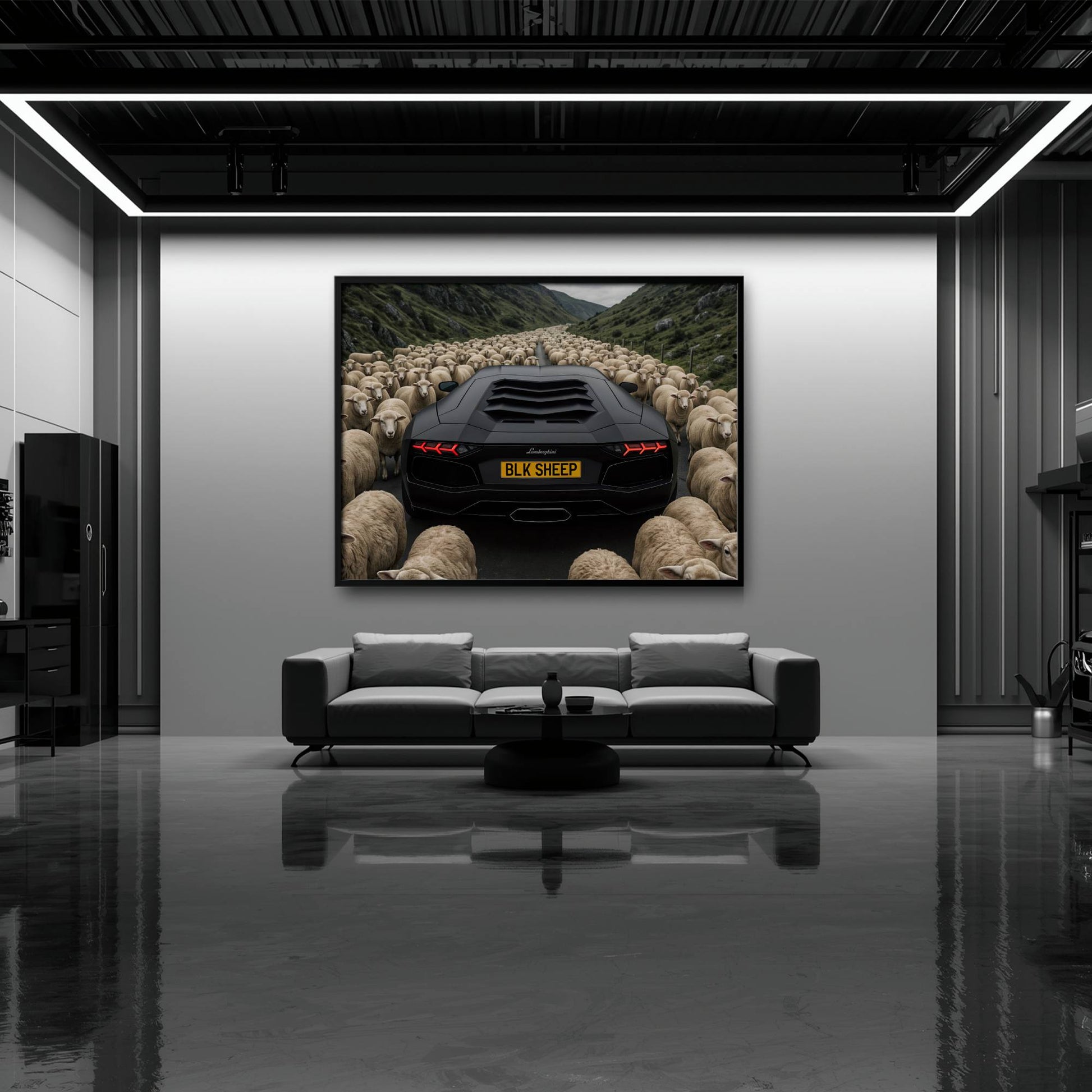 BLK SHEEP Lamborghini Canvas Wall Art | Supercar Decor Cars
