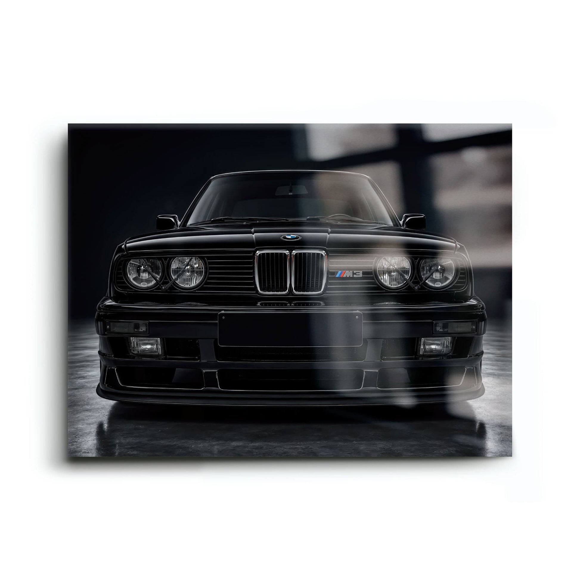 BMW E30 M3 Wall Art  Black Sport Car Canvas Print for Garage Decor Cars