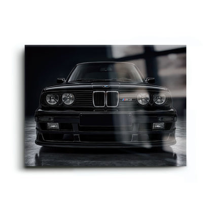 BMW E30 M3 Wall Art  Black Sport Car Canvas Print for Garage Decor Cars
