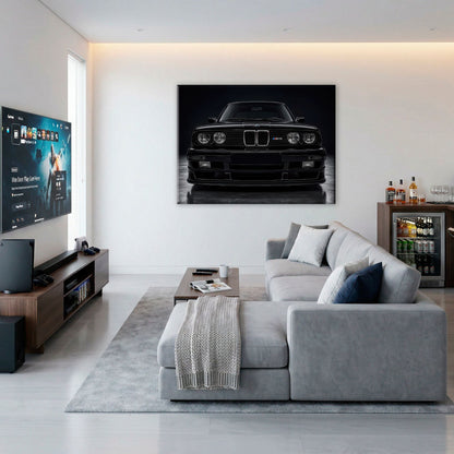 BMW E30 M3 Wall Art  Black Sport Car Canvas Print for Garage Decor Cars