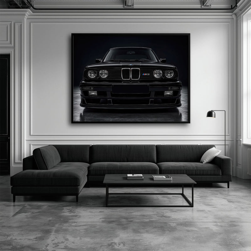 BMW E30 M3 Wall Art  Black Sport Car Canvas Print for Garage Decor Cars