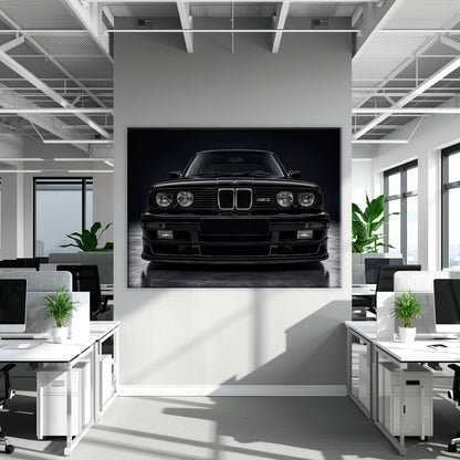 BMW E30 M3 Wall Art  Black Sport Car Canvas Print for Garage Decor Cars