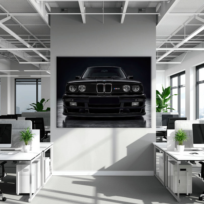 BMW E30 M3 Wall Art  Black Sport Car Canvas Print for Garage Decor Cars