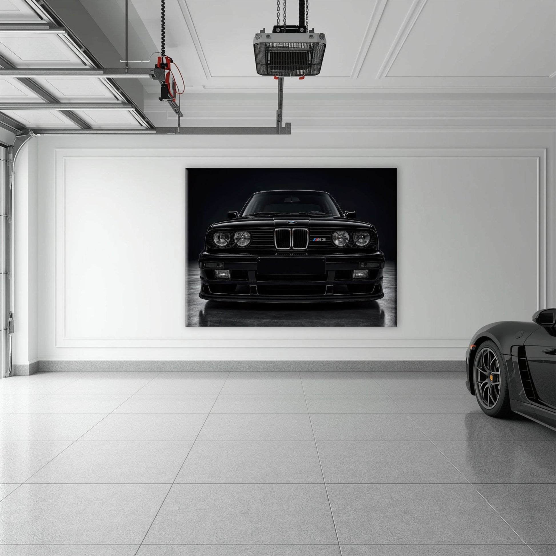BMW E30 M3 Wall Art  Black Sport Car Canvas Print for Garage Decor Cars