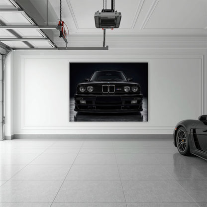 BMW E30 M3 Wall Art  Black Sport Car Canvas Print for Garage Decor Cars