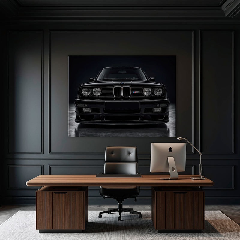 BMW E30 M3 Wall Art  Black Sport Car Canvas Print for Garage Decor Cars