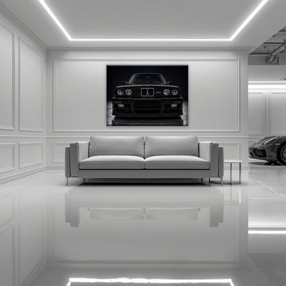 BMW E30 M3 Wall Art  Black Sport Car Canvas Print for Garage Decor Cars