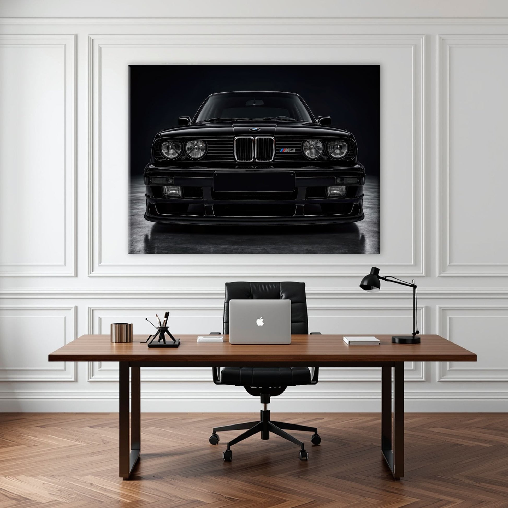BMW E30 M3 Wall Art  Black Sport Car Canvas Print for Garage Decor Cars
