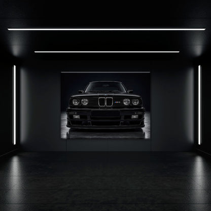 BMW E30 M3 Wall Art  Black Sport Car Canvas Print for Garage Decor Cars