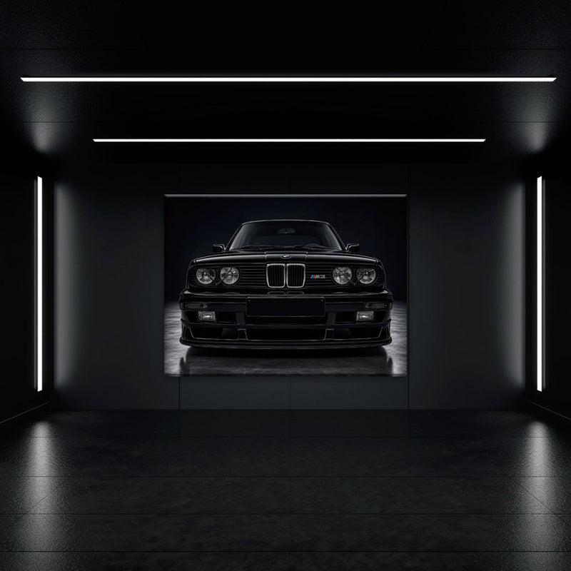 BMW E30 M3 Wall Art  Black Sport Car Canvas Print for Garage Decor Cars