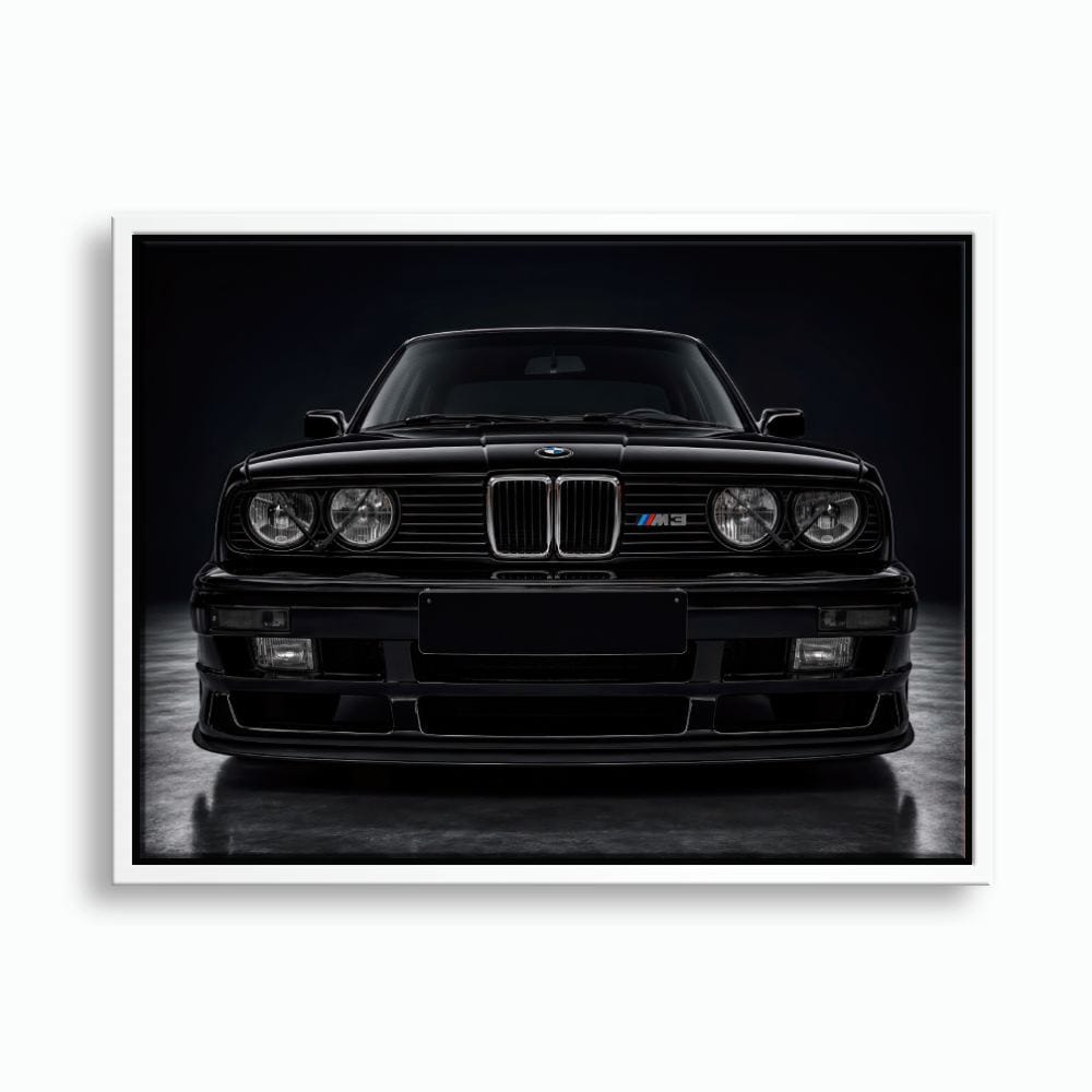 BMW E30 M3 Wall Art  Black Sport Car Canvas Print for Garage Decor Cars