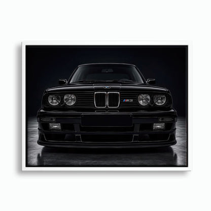 BMW E30 M3 Wall Art  Black Sport Car Canvas Print for Garage Decor Cars