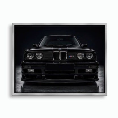 BMW E30 M3 Wall Art  Black Sport Car Canvas Print for Garage Decor Cars