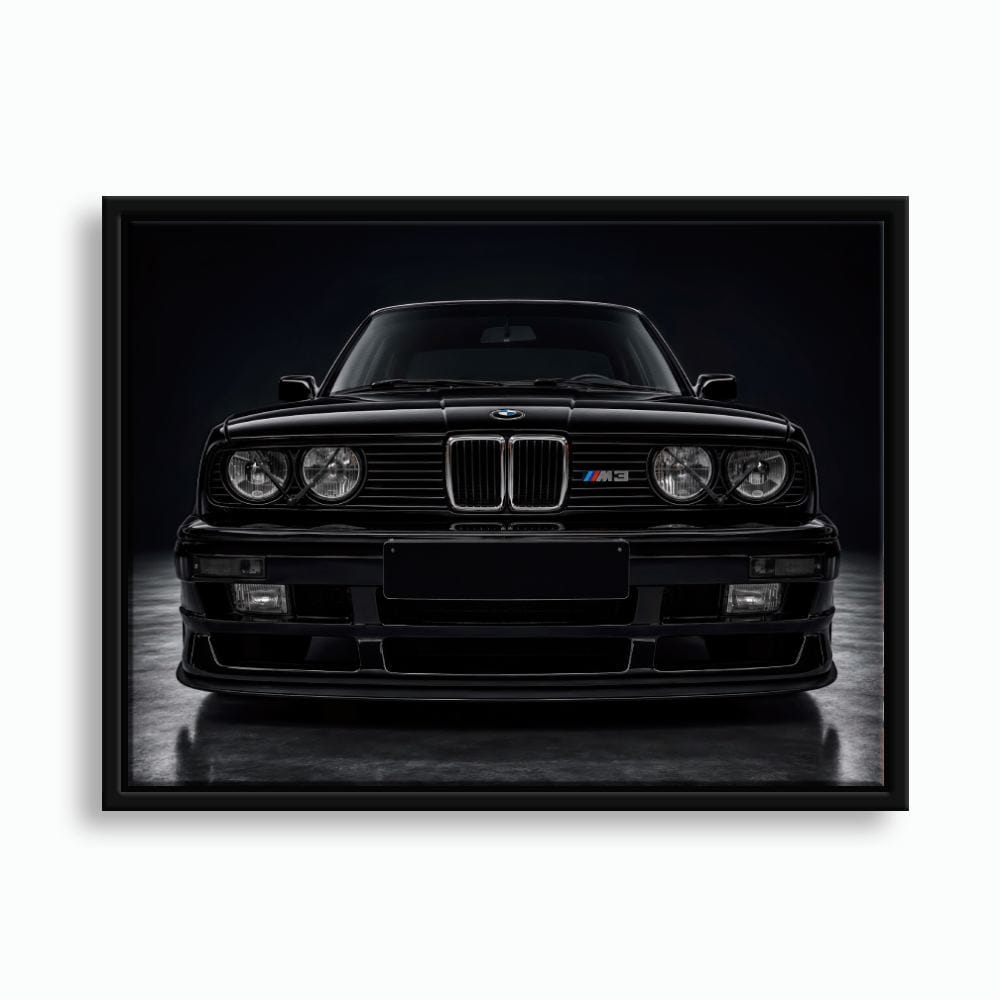 BMW E30 M3 Wall Art  Black Sport Car Canvas Print for Garage Decor Cars