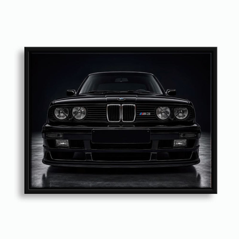 BMW E30 M3 Wall Art  Black Sport Car Canvas Print for Garage Decor Cars