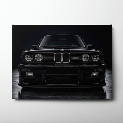 BMW E30 M3 Wall Art  Black Sport Car Canvas Print for Garage Decor Cars