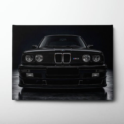 BMW E30 M3 Wall Art  Black Sport Car Canvas Print for Garage Decor Cars