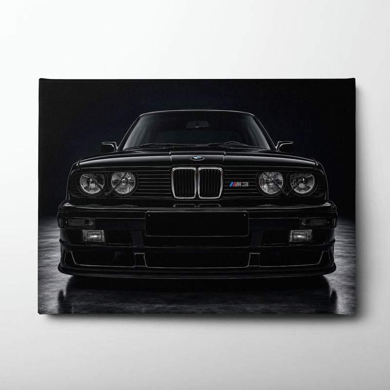 BMW E30 M3 Wall Art  Black Sport Car Canvas Print for Garage Decor Cars