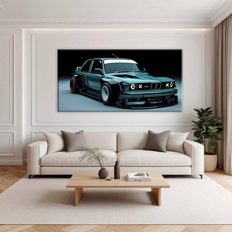 BMW E30 Night Runner Wall Art – Classic Vintage Car Canvas Print Cars