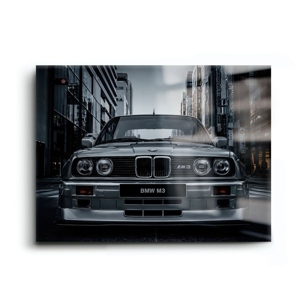 BMW E30 M3 Wall Art – Silver Sports Car Canvas Print- Street Art Cars