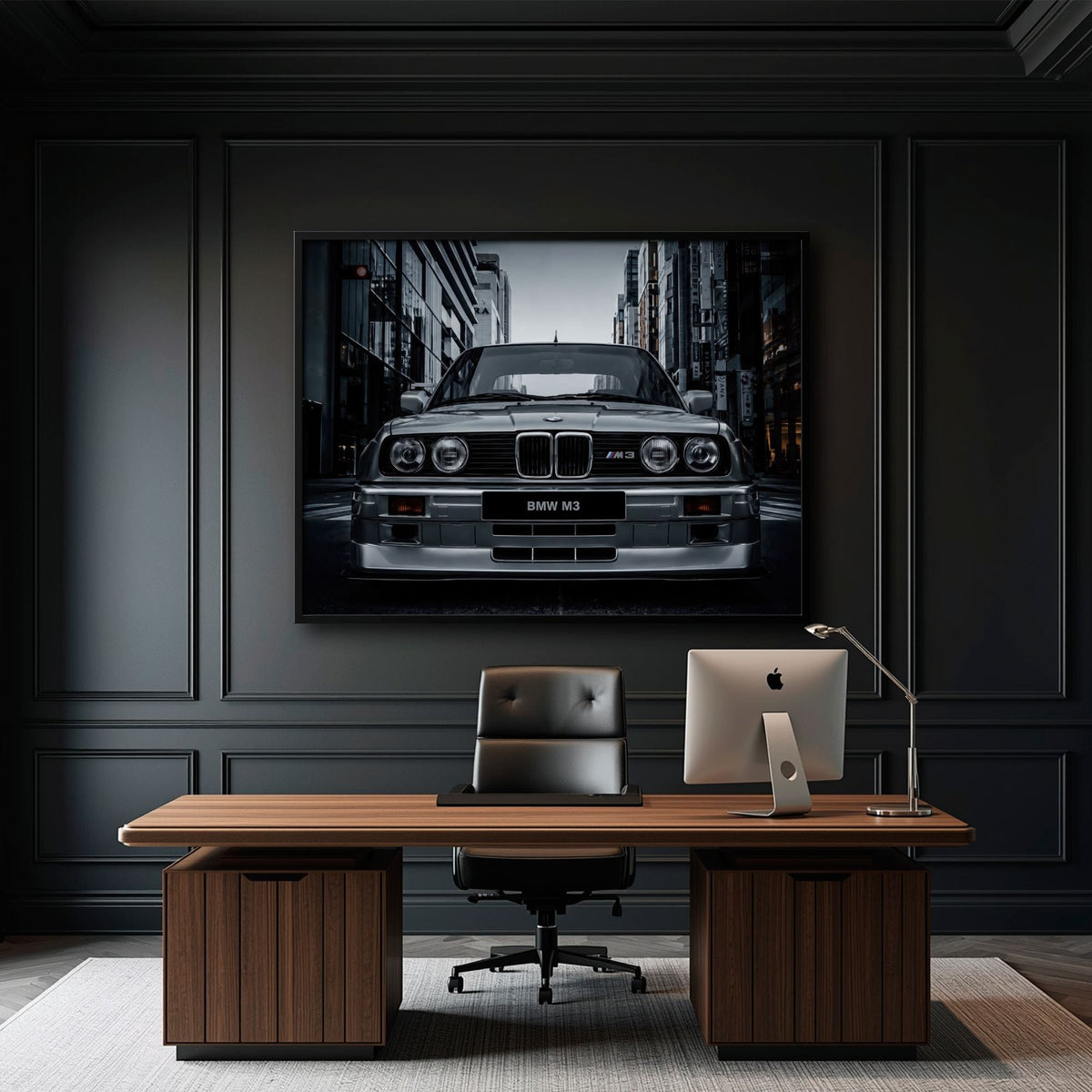 BMW E30 M3 Wall Art – Silver Sports Car Canvas Print- Street Art Cars