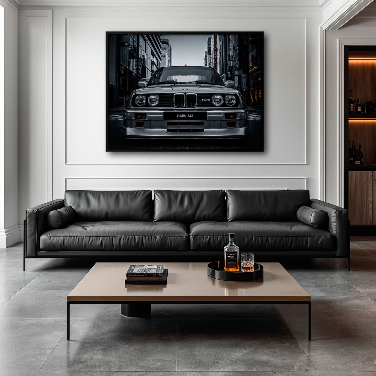 BMW E30 M3 Wall Art – Silver Sports Car Canvas Print- Street Art Cars