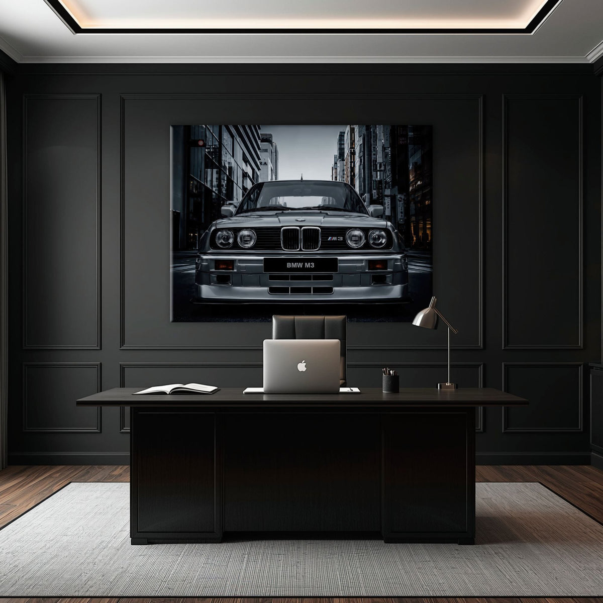 BMW E30 M3 Wall Art – Silver Sports Car Canvas Print- Street Art Cars