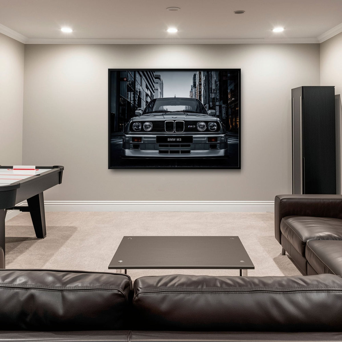 BMW E30 M3 Wall Art – Silver Sports Car Canvas Print- Street Art Cars